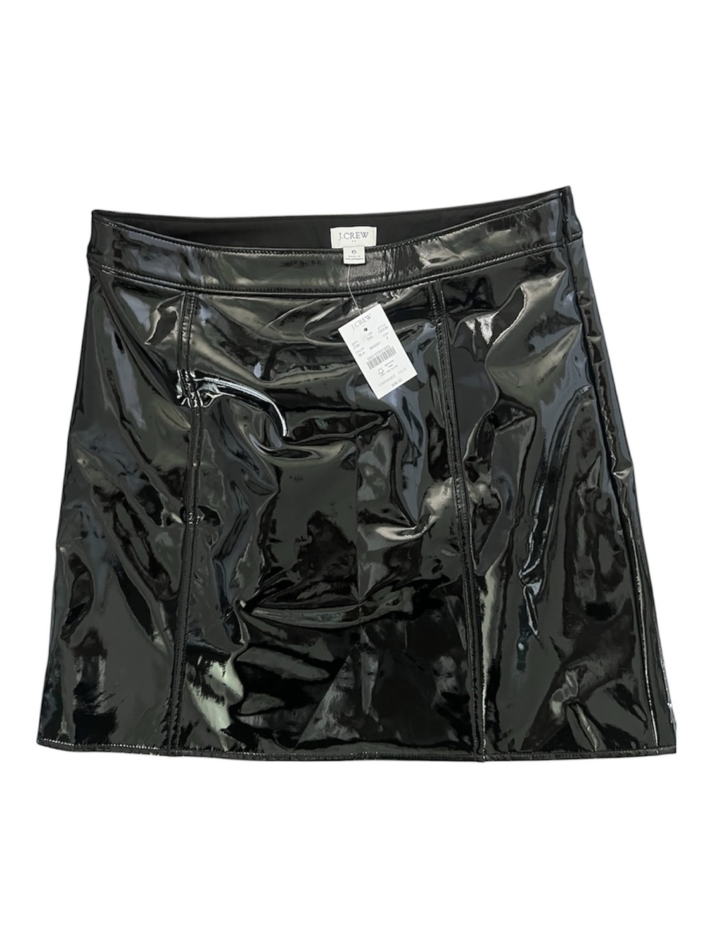 NWT J.Crew Black Patent Faux Leather Mini Skirt Size 6